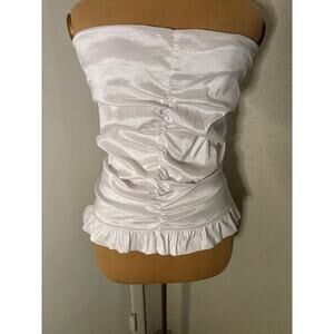 SHEIN Sleeveless Ruffled White Draped Tube Top M Coquette Girl Fairycore Glam